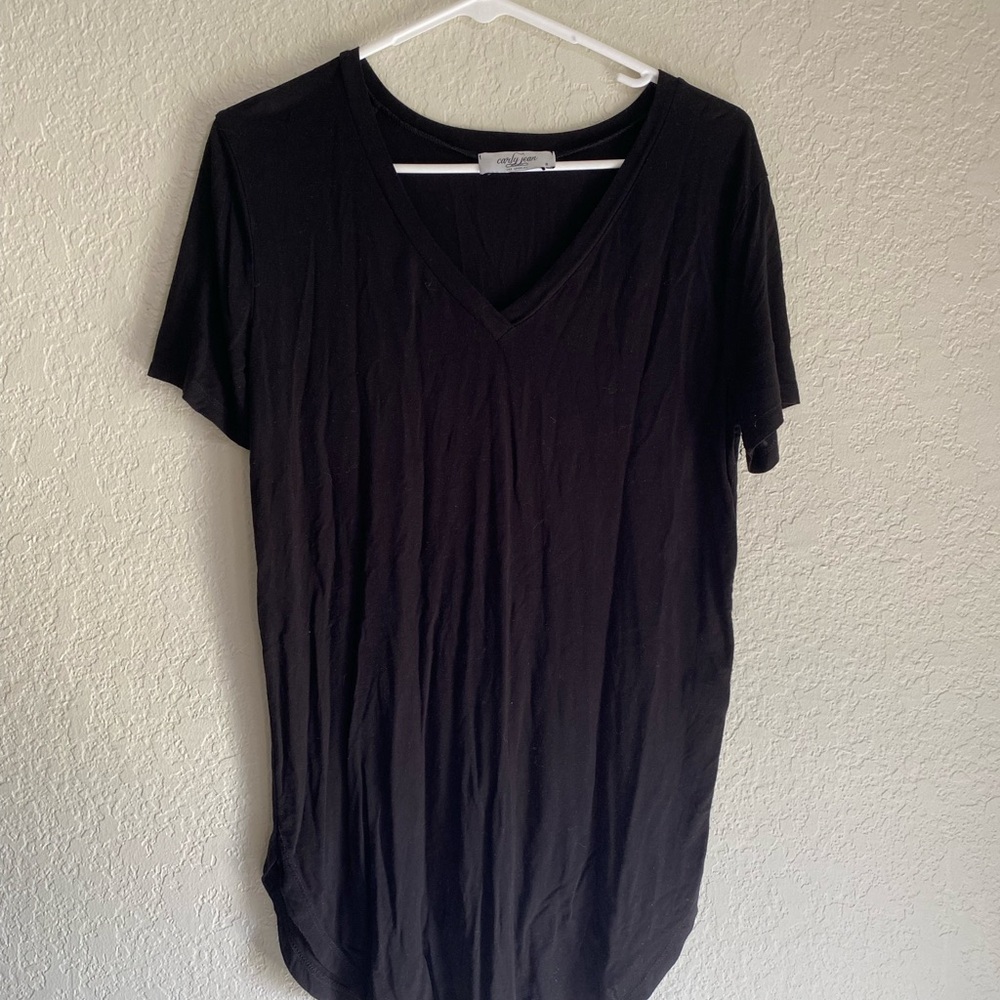 Women's Black V-Neck Top